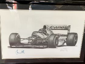 Peter Ratcliffe pencil signed Formula 1limited edition print, additional signature from Damon
