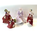 4 Royal Doulton figurines together with 1 Coalport