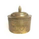 A Victorian oval brass tea caddy,18cm tall. Postag