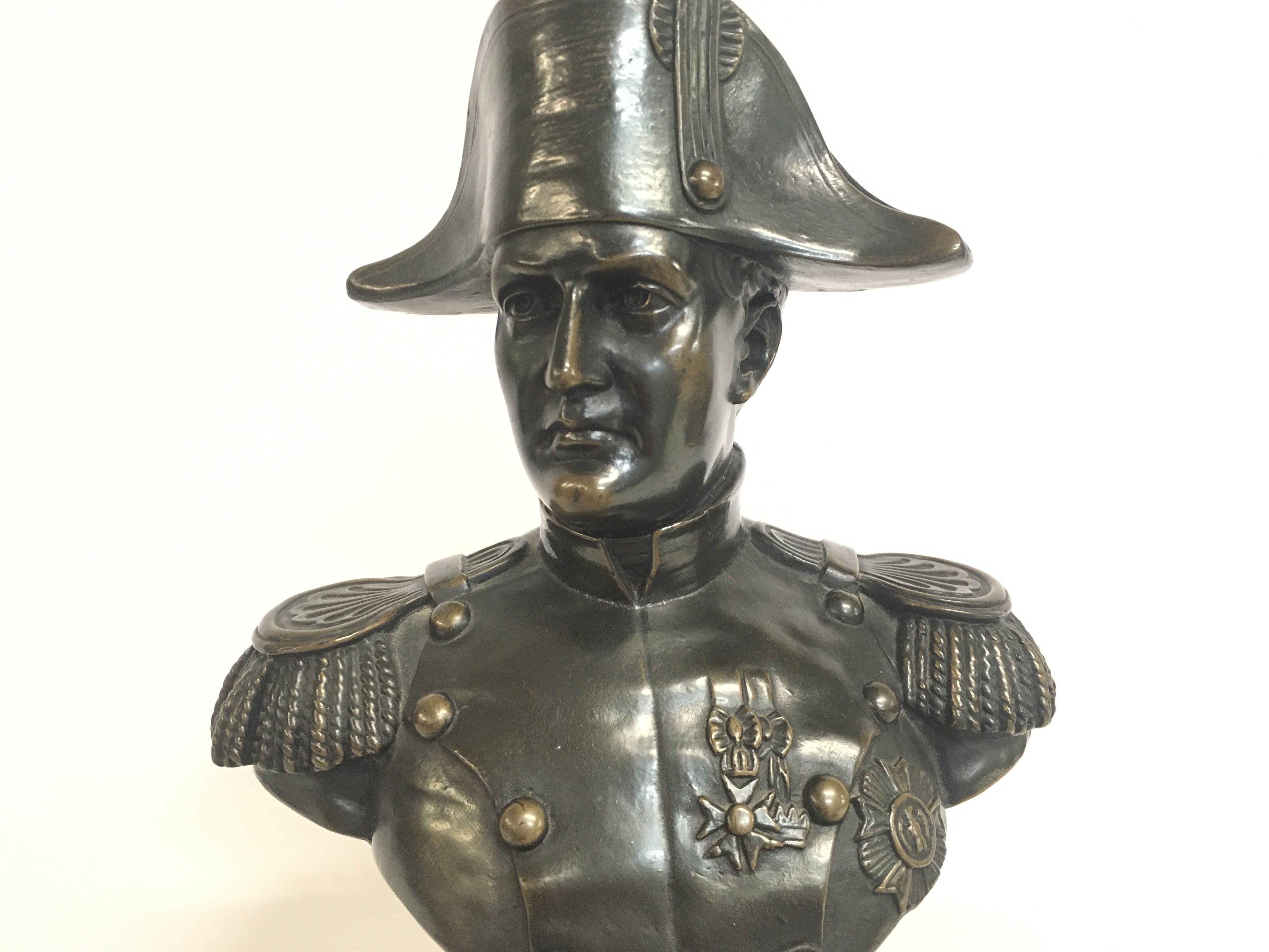 A French Napoleon metal covered resin bust by A. J - Image 2 of 5