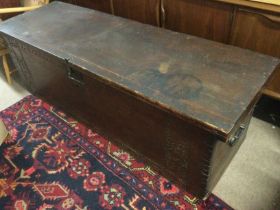 A large carved antique chest, approx 68cm x 55cm x