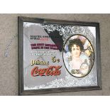 A vintage American Coca Cola advertising mirror. Dimensions 58x48cm This lot cannot be posted