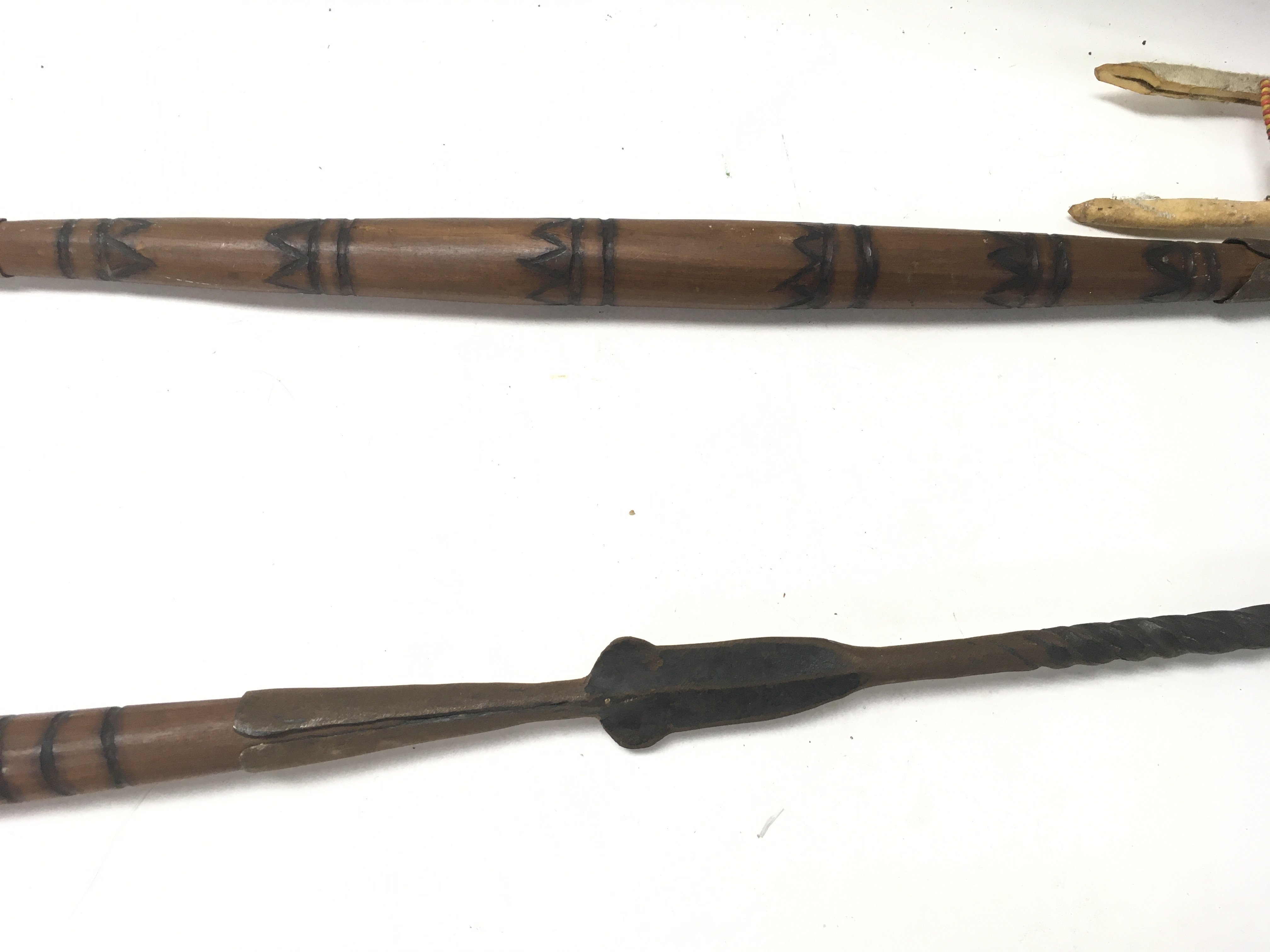 Two African Maasai spears for lion hunting. One is - Image 2 of 3