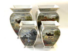 2 pairs of Modern Goebel porcelain vases with Clau