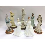 Seven figures of ladies comprising Royal Doulton,