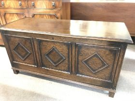 An antique vintage coffer blanket chest. 122cm wid