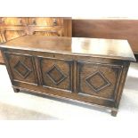 An antique vintage coffer blanket chest. 122cm wid