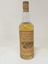 A late 1960s bottle of Glenmorangie 10 year old single Highland Malt Whisky. 75cl bottle.