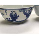 Five Chinese blue and white decorated with figures