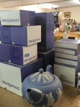A collection of boxed Wedgwood Jasperware vases sm