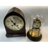 A vintage mantle clock together with an anniversary clock under dome. (D)