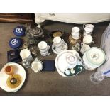 A collection of mixed ceramics and silver plate wa