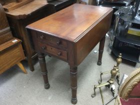 A mahogany drop flap side table, approx height 63c