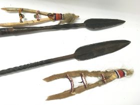 Two African Maasai spears for lion hunting. One is