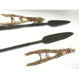 Two African Maasai spears for lion hunting. One is