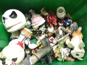 A box Containing Various Ceramics including Disney