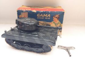 A Boxed German Gama Tinplate Clockwork Tank #99/32