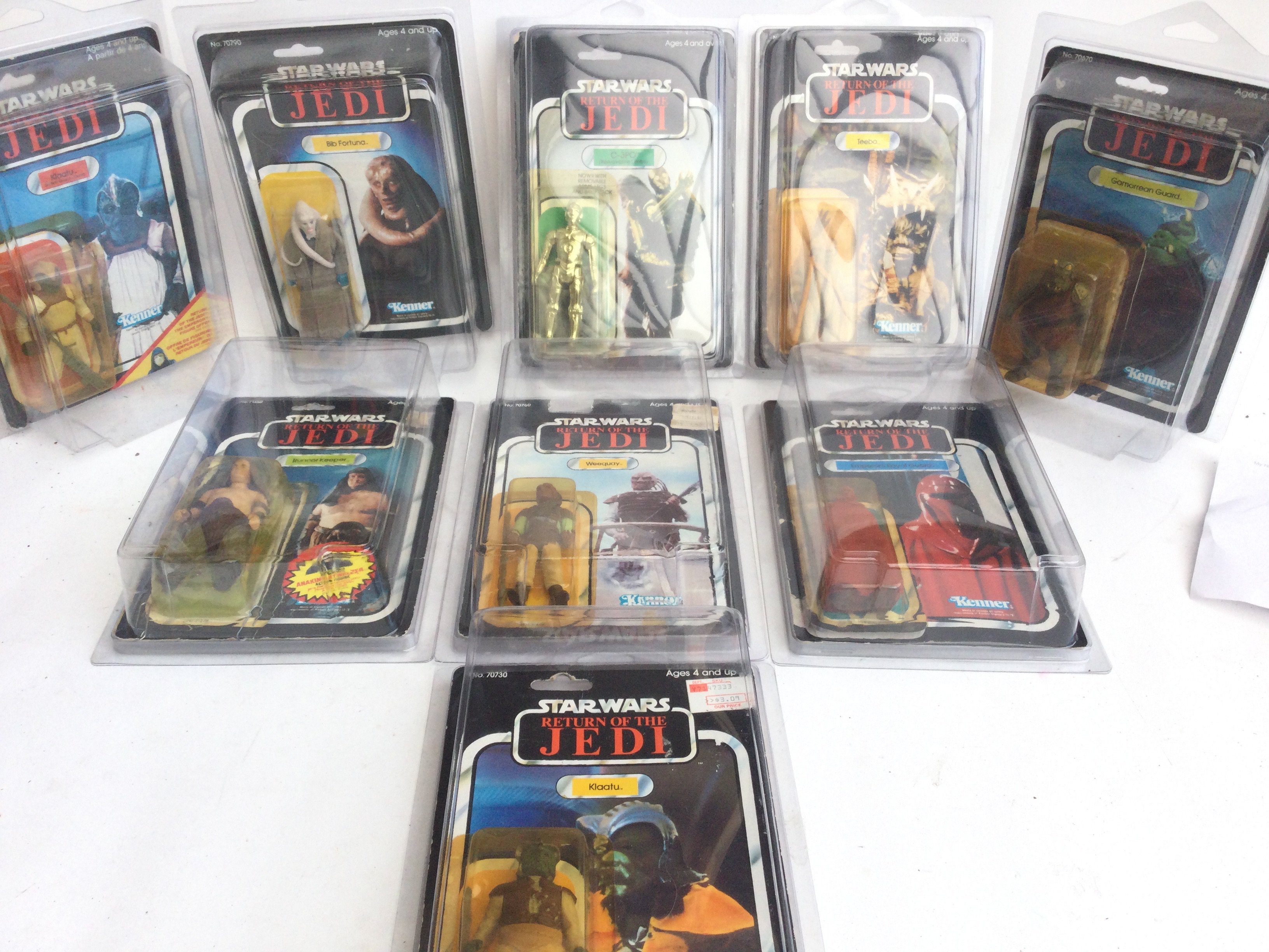A Collection of 9 Carded Vintage Star Wars Figures