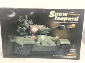 A Boxed Hen Long Remote Controlled Snow Leopard Tank. With Spare Battery. NO RESERVE