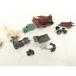 A collection of of Playworn Diecast vehicles by Dinky and Corgi plus some spare parts NO RESERVE