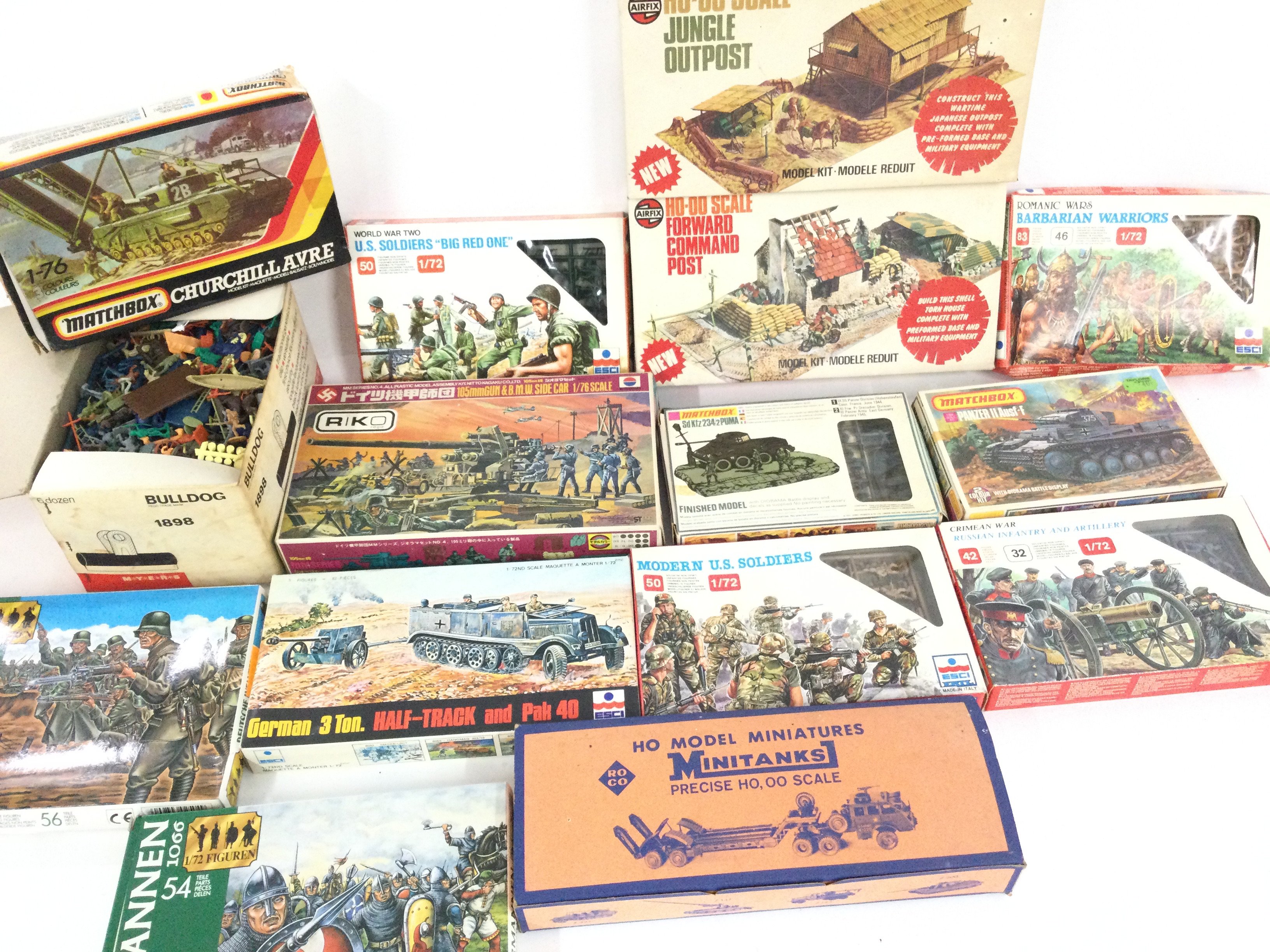 A Collection of Boxed Model Kits including Airfix. Revell. Roco. And a Collection of Loose Figures.