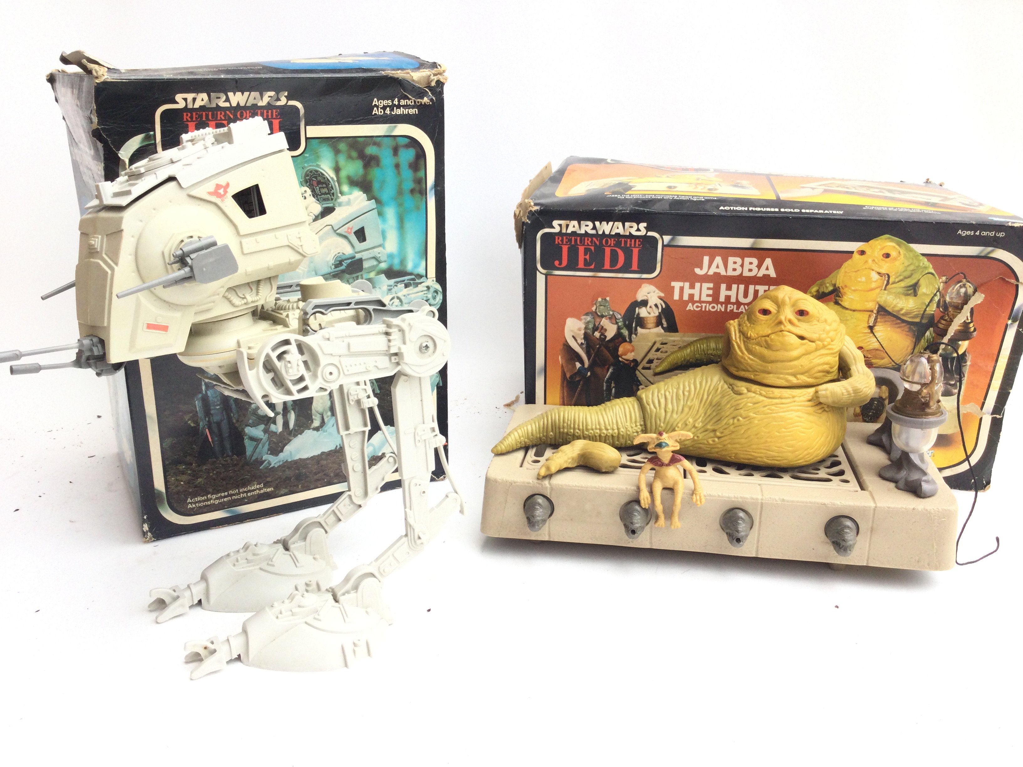 A Boxed Vintage Star Wars At-St and a Jaba The Hut