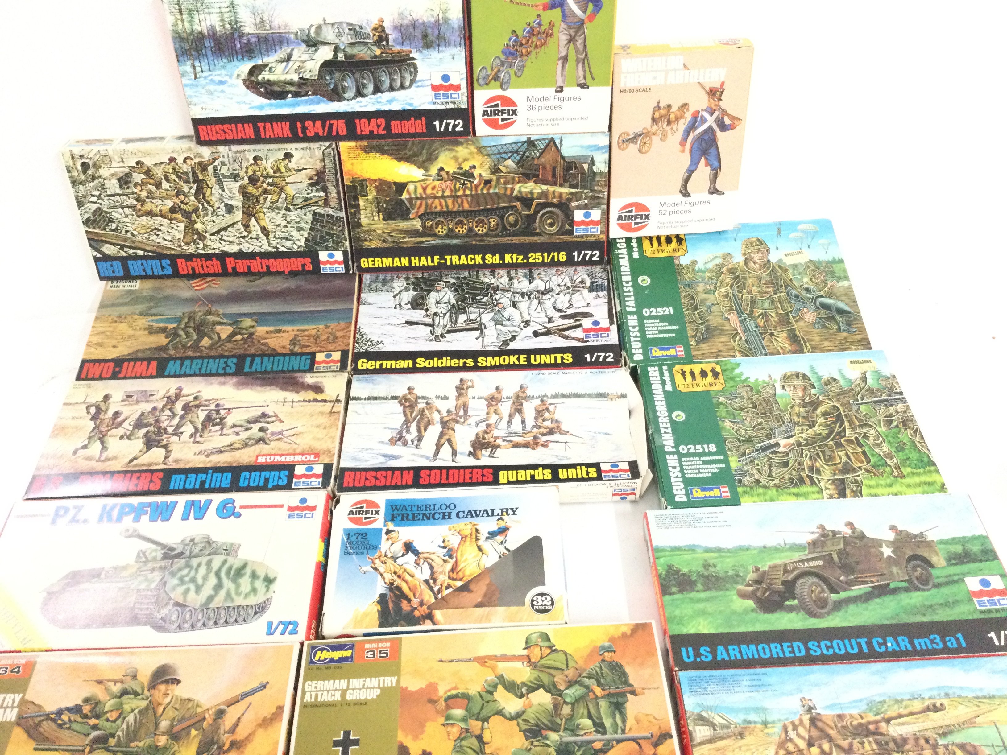 A Collection of Various Military Model Kits Inc Haswegawa. ESO. Esci and Revell.