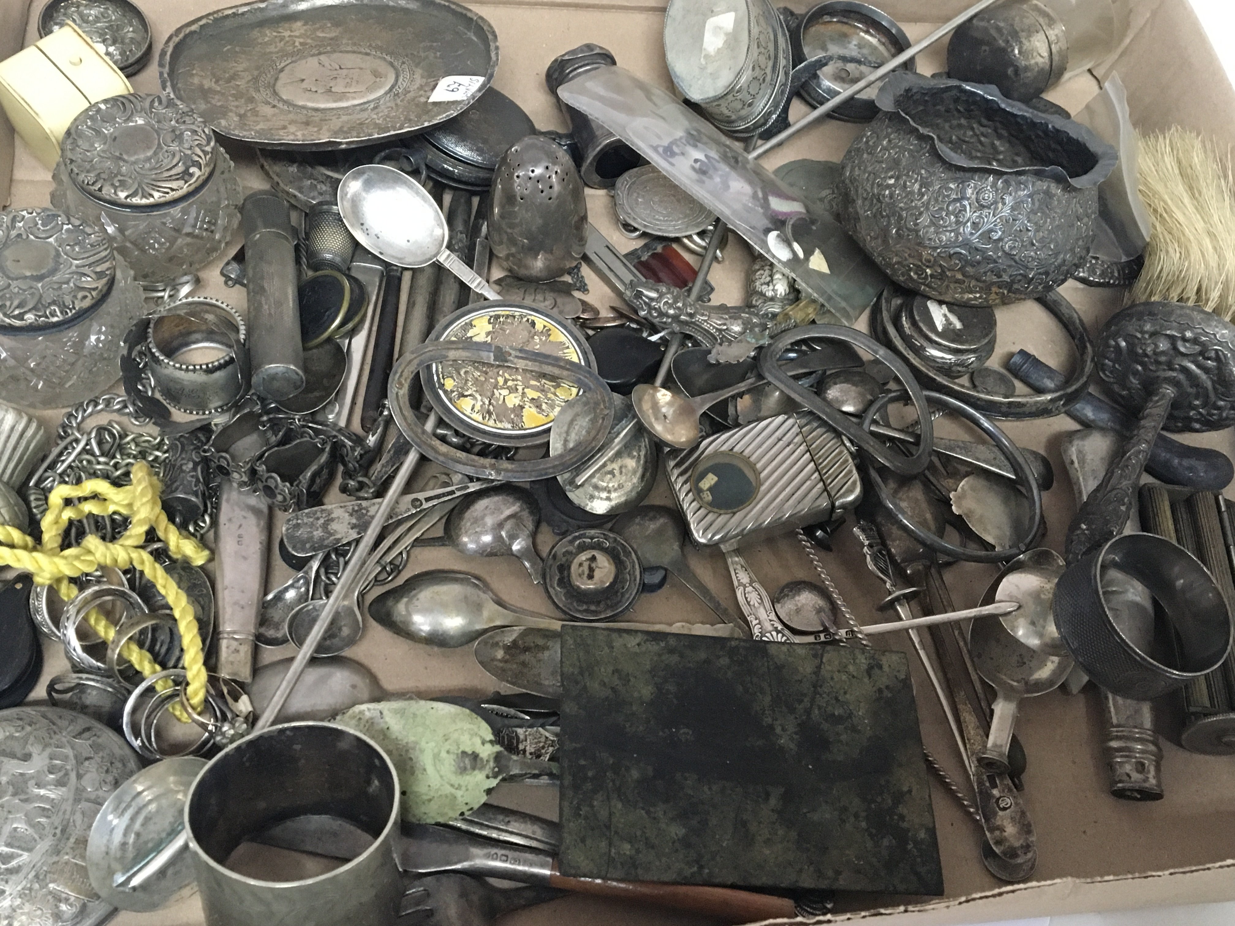 A collection of silver and metal oddments silver r