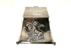 An Art Nouveau silver inkwell with dancing maiden