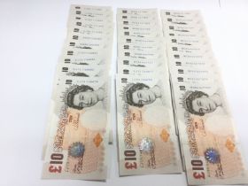 A collection of thirty three uncirculated Â£10 GB