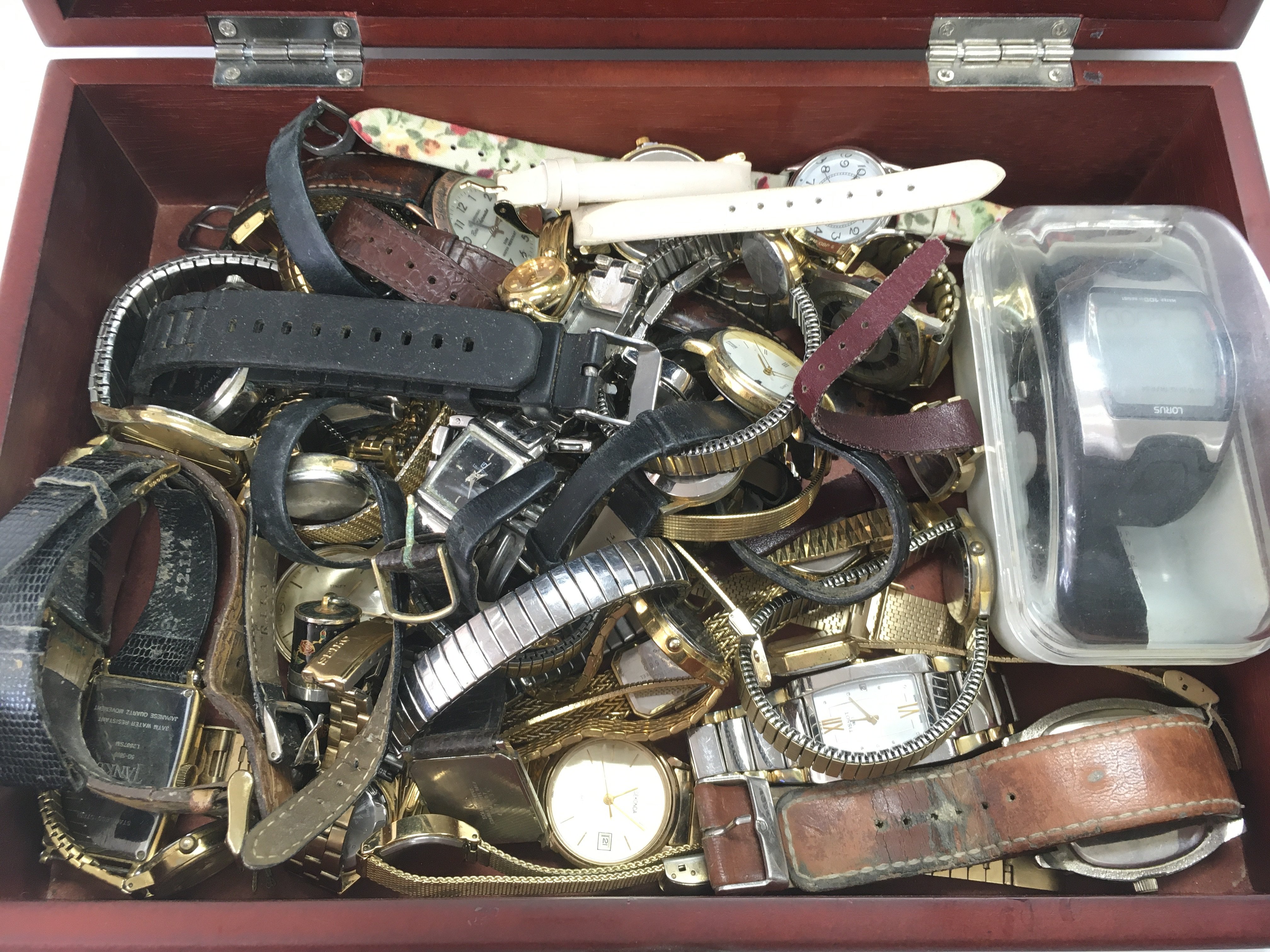 A boxed of mixed watches to include Tissot, Seiko