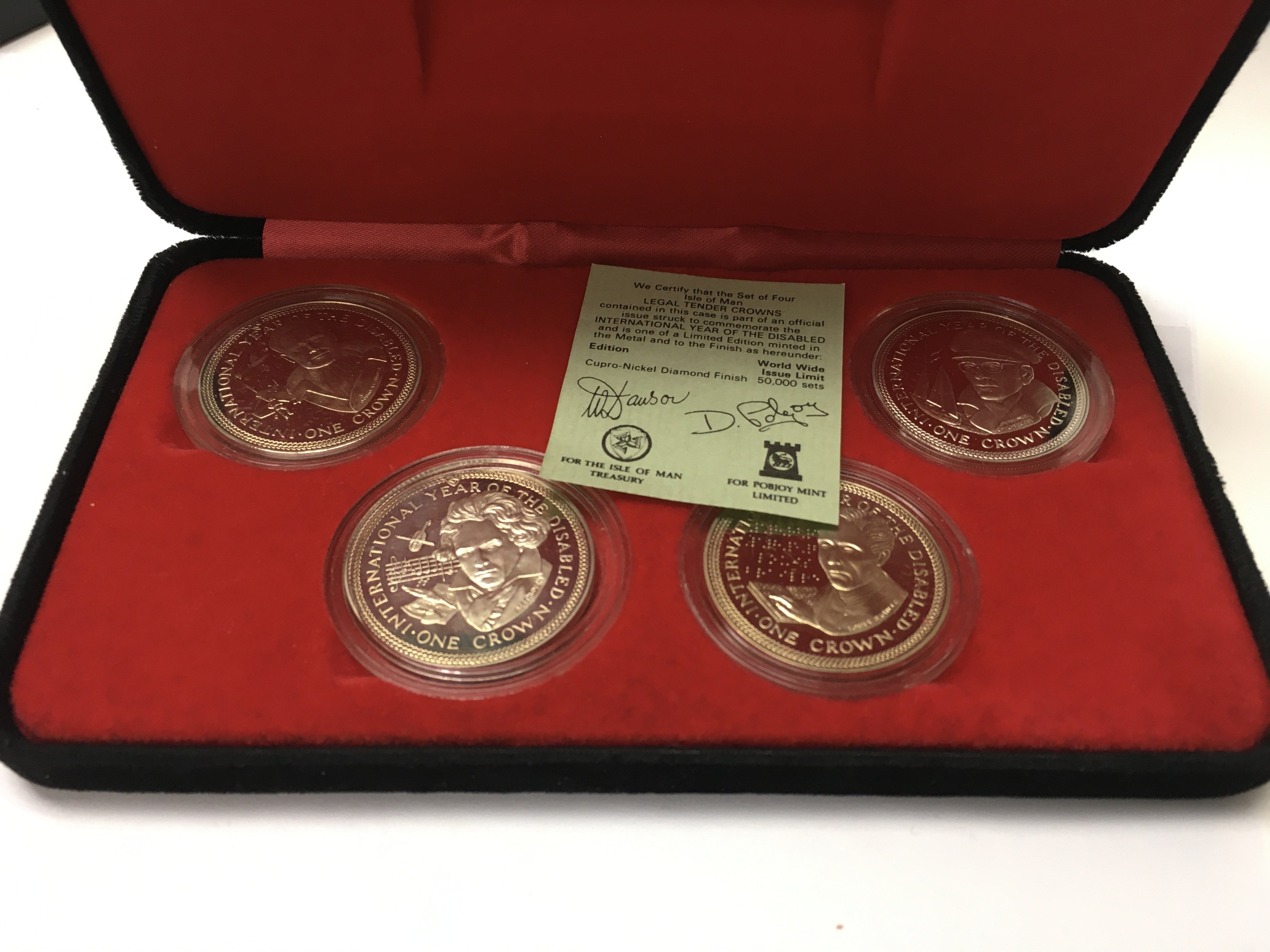 A commemorative set of cupro nickel coins.