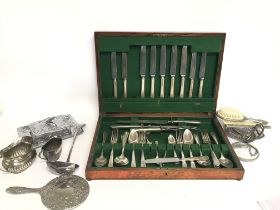 A Collection of silver plate including a canteen o
