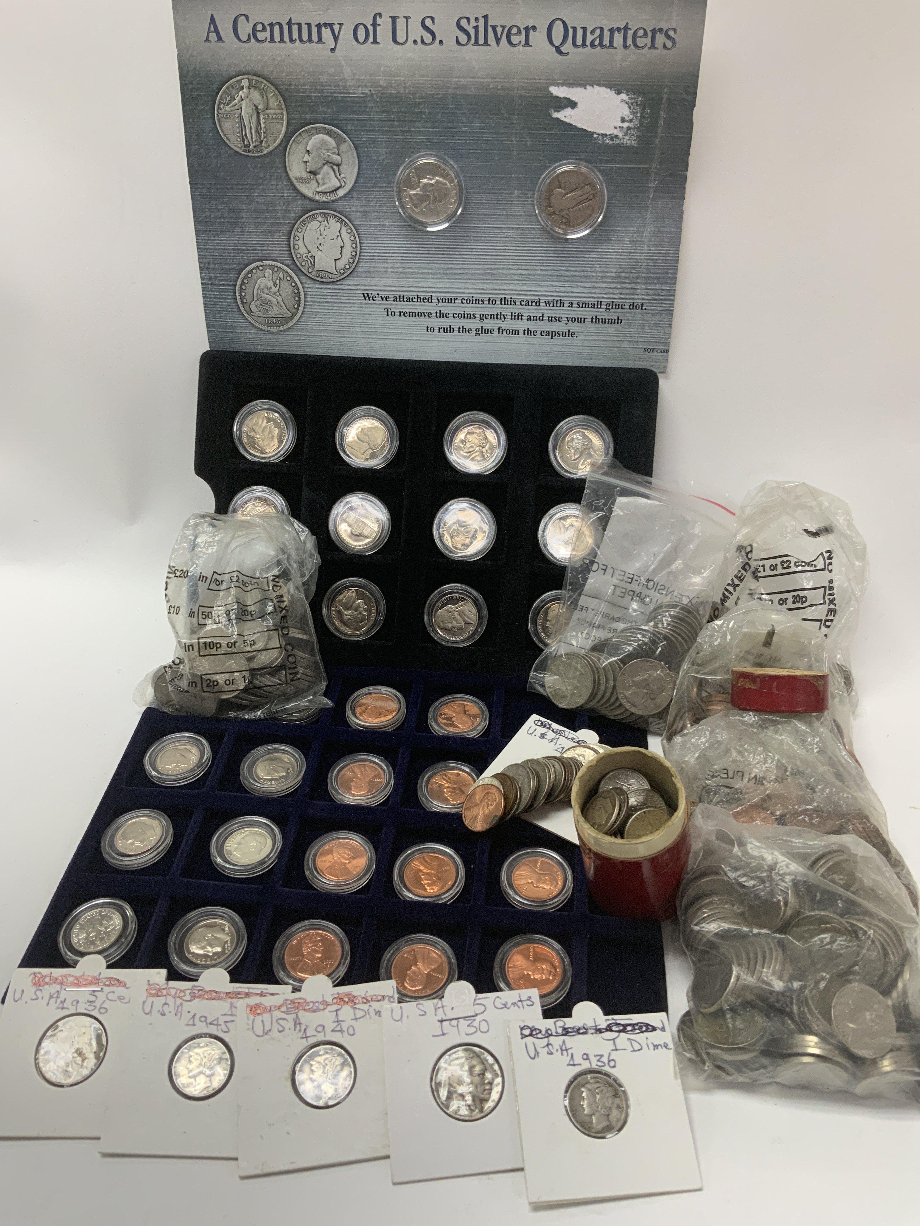 A large collection of various silver and nickel si