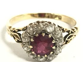 A Victorian 18ct Ruby and old cut diamond ring , s