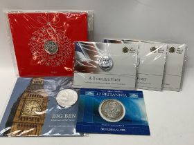 6 Sealed Royal Mint Fine silver coins. 2015 Big Be