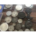 A Collection of coinage including cart wheel coin