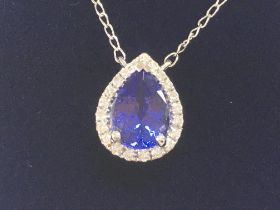 Certificated 18ct white gold pear shaped tanzanite