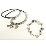 A links of London silver necklace and bracelet. Po