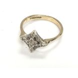 Vintage style 9ct yellow gold pinched square ring
