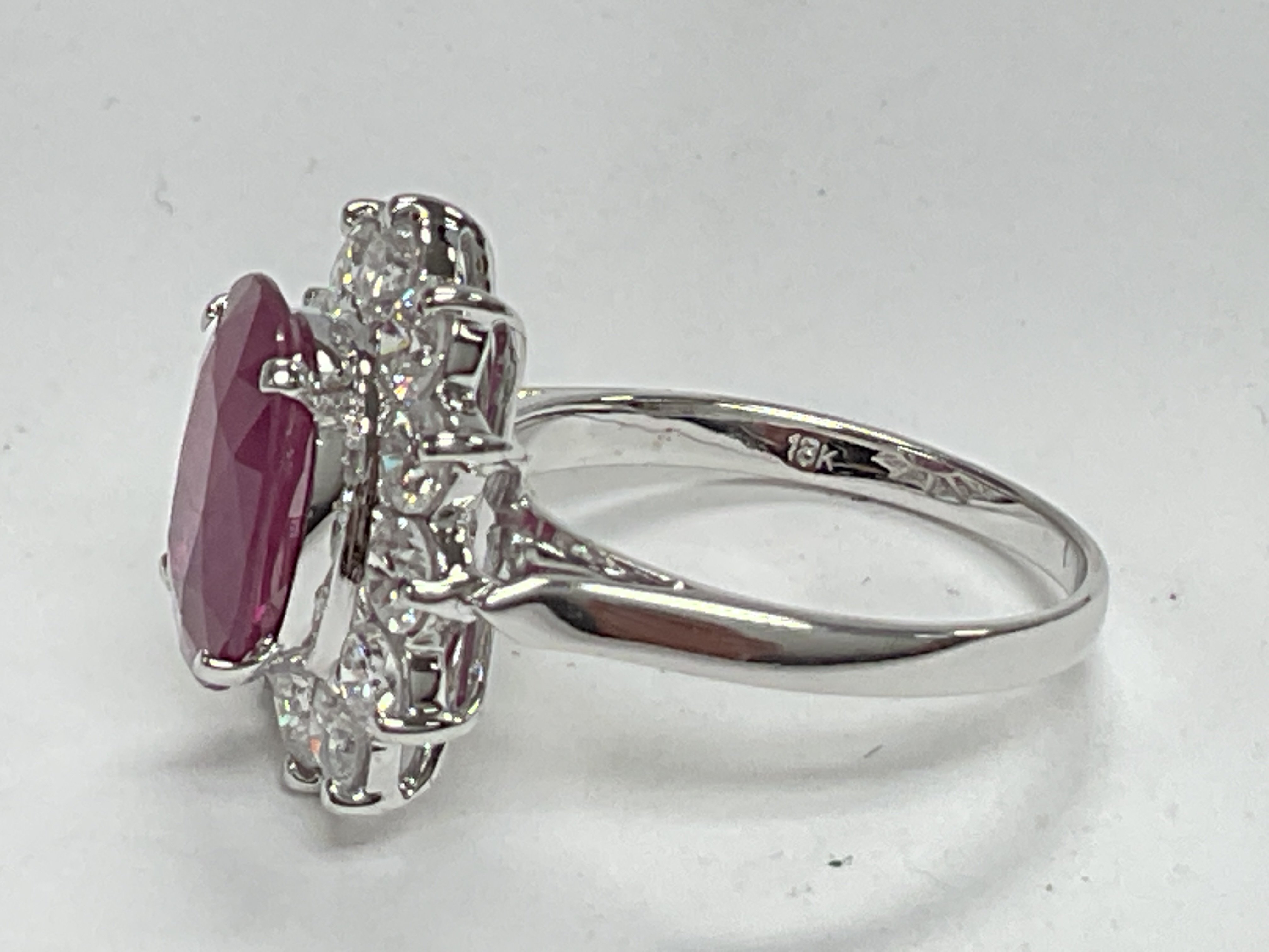 Certificated 18ct white gold large oval ruby and d - Image 2 of 3