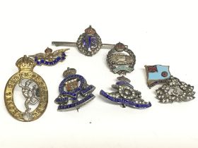A collection of military badges including RAF, Roy