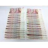 A collection of twenty eight uncirculated Â£50 GB