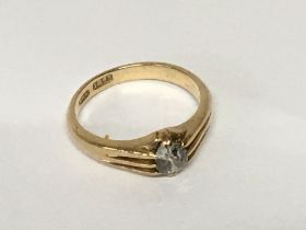 An 18carat gents gold ring set with an old cut ova