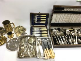 A collection of assorted silver plated ware and cu