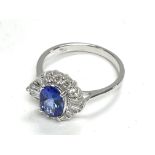 Certificated 18ct white gold oval cut tanzanite an