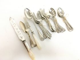 A collection of silver hallmarked cutlery includin