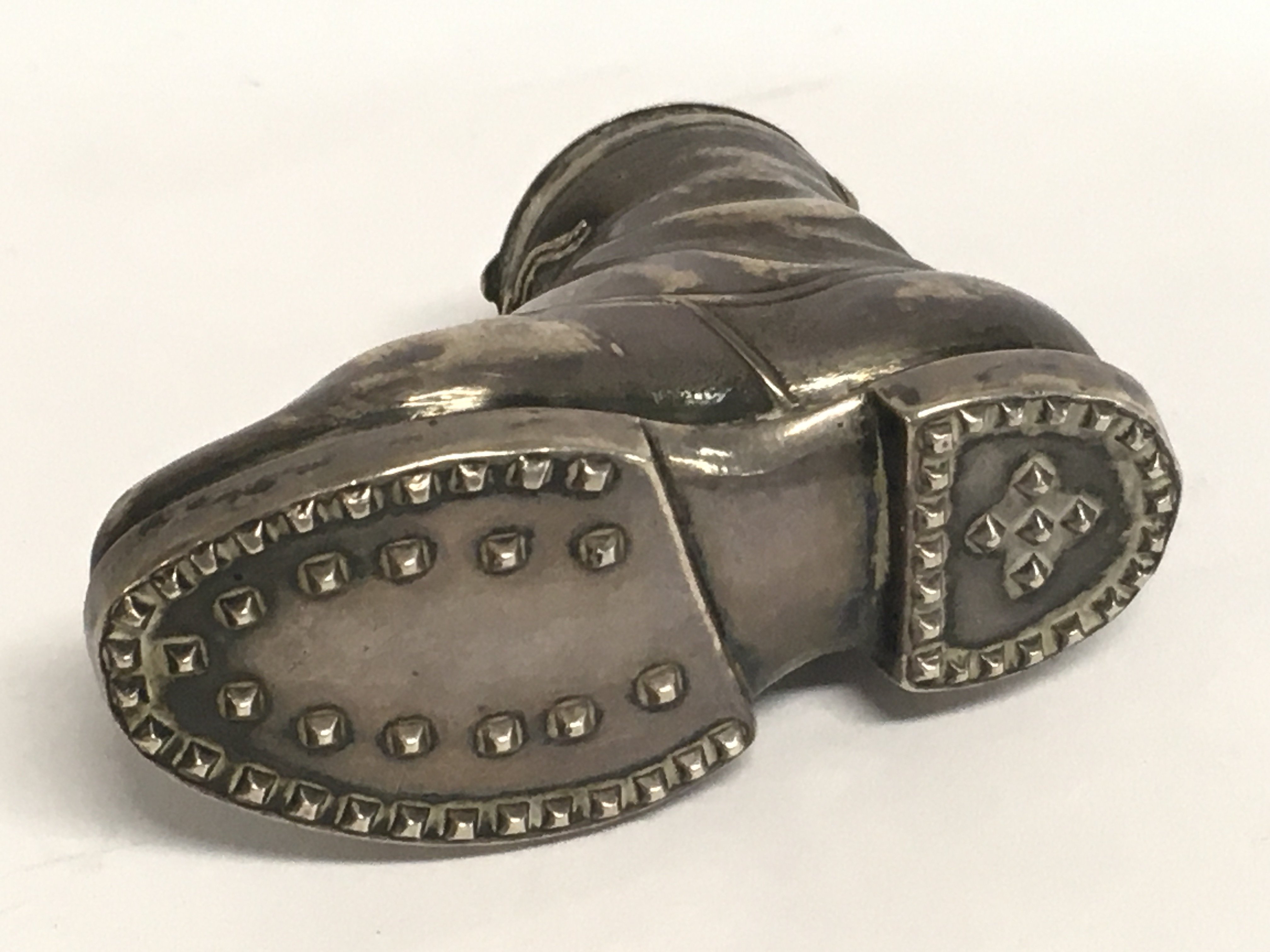 A novelty vintage silver hobnail boot. Postage cat - Image 2 of 2