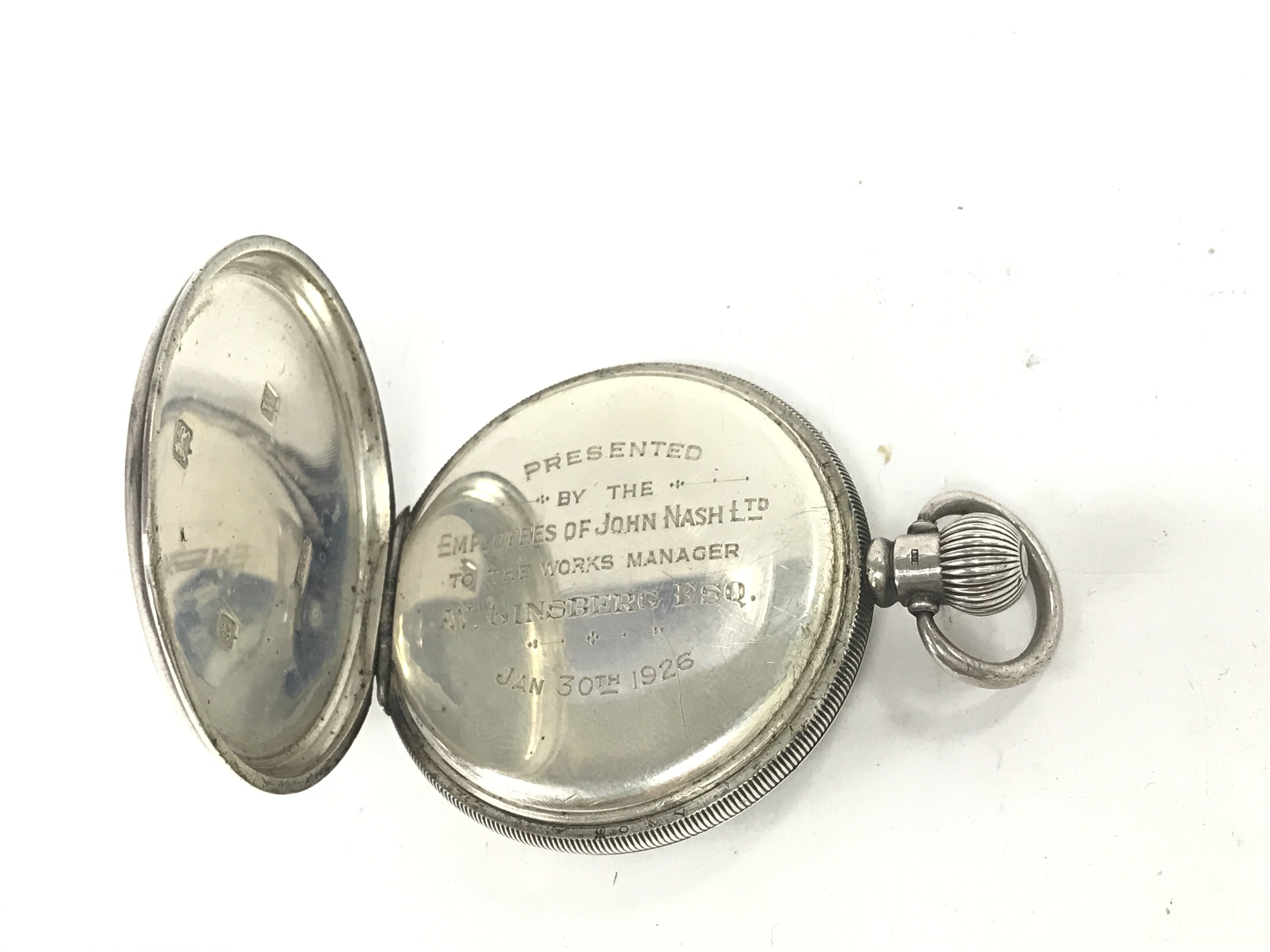 A silver pocket watch. Winds and runs. 50mm case. - Image 2 of 3