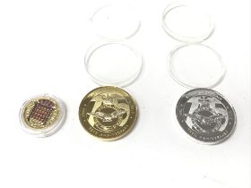 Three coins including 2 silver plated Battle of Br